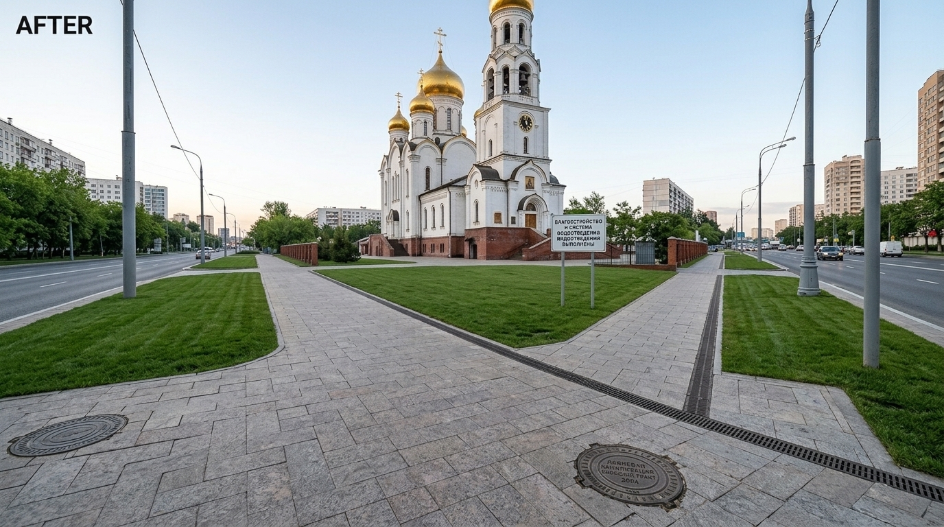 После: благоустроенная территория храма